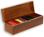 SEVENY Wooden Tea Bag Organizer Box with 4 Compartments | Tea Storage Caddy, Coffee Packet Organizer, For Kitchen Counter, Home Office Display