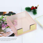 MultiBey Sticky Notes Memo Pad Holder Dispenser Rose Gold with Pink Desk Supplies Organizer Accessories for Office Home Schools (Pink)