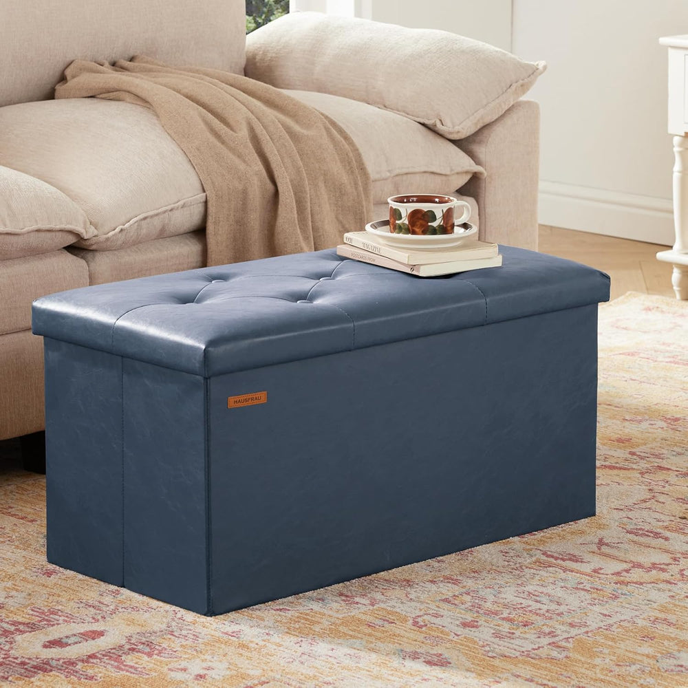 HAUSFRAU - Storage Ottoman Bench, 30 Inches Button Tufted Upholstered Ottoman...
