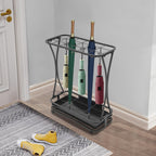 Industrial Metal Umbrella Holder Stand with 18 Slots & 20 Hooks, Free Standing Entryway Organizer with Removable Drip Tray Heavy-Duty Rust-Proof Design for Home, Office, Hotel, Patio Decor