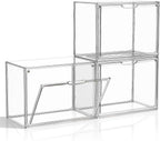 Purse Organizer for Closet, 3 Pack Handbag Storage Organizer, Clear Acrylic Display Case for Collectibles, Stackable Bag Organizer with Magnetic Door for Wallet, Clutch, Figure, Toys