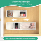 Desk Drawer Organizer Tray, 4 Pack Expandable Drawer Organizer with Dividers Adjustable, Bathroom Organizer Bins for Junk, Office, Makeup, Kitchen Utensil