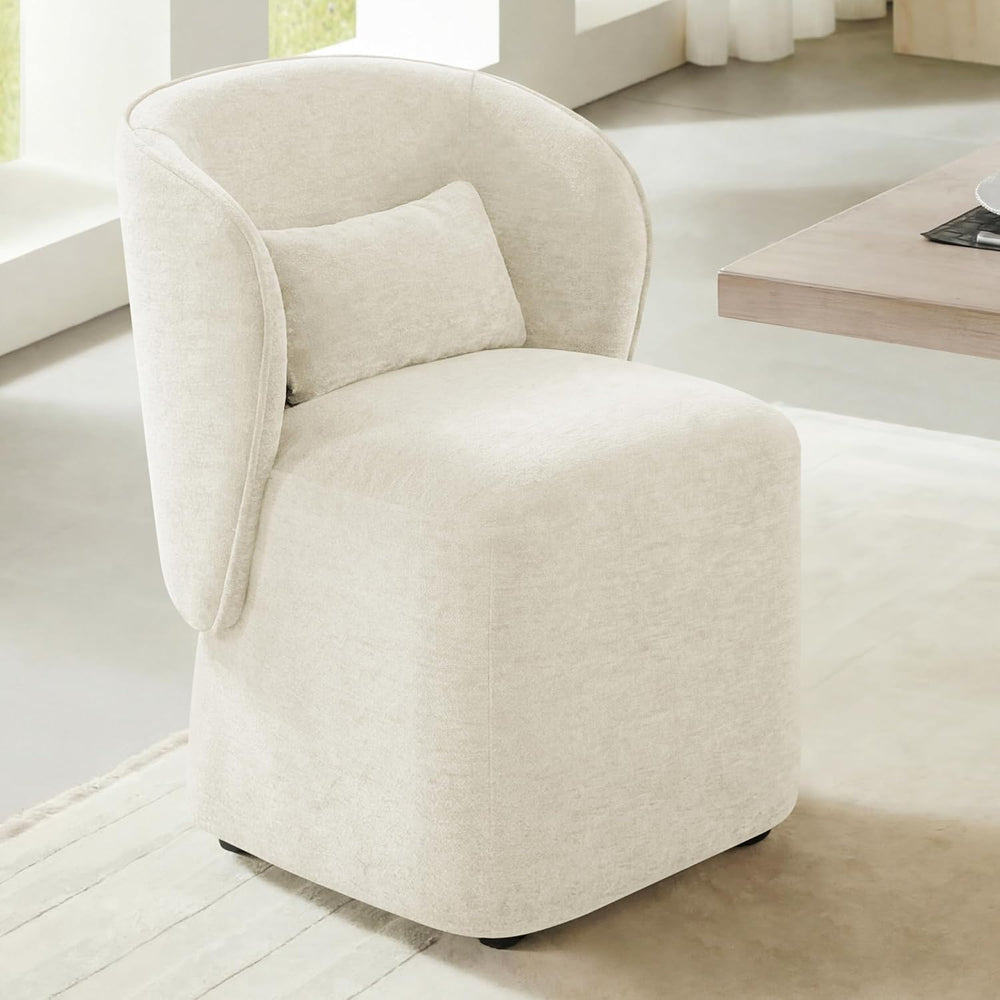 KISLOT Upholstered Dining Chairs with Wheels, Easy Assembly Stain Resistant F...