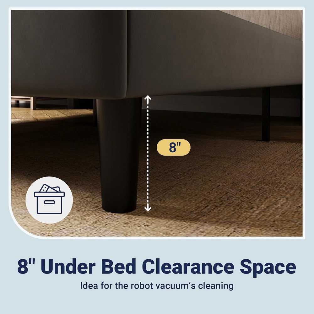 Allewie King Size Platform Bed Frame with Velvet Upholstered Wingback Headboa...