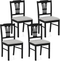 Giantex Wooden Dining Chairs Set of 4, Upholstered Kitchen Chairs with Solid Rubber Wood Frame, Hollowed Backrest & Soft Padded Seat, Armless Dining Chairs for Kitchen, Dining Room, Black & Gray