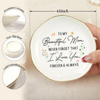 Beautiful Mom Forever Always Ceramic Ring Dish | Mother's Day • Mom • Floral Keepsake • Jewelry Organizer • Elegant Bedroom Decor
