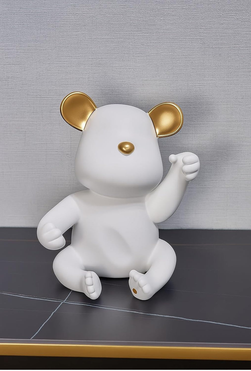 Bear Wine Bottle Holder, White with Gold Accents, Decorative Tabletop Wine Ra...