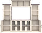 Wall Unit Entertainment Center with Charging Station and USB Charging for TVs, TV Stand with Large Storage Cabinet, Modern TV Stand Media Console with Cabinets (Beige/T)