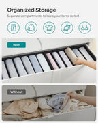 SONGMICS Set of 4 Large Size Wardrobe Clothes Organizers, 6-Compartment Foldable Drawer Organizers with Handles, 16.5 x 11.8 x 6.7 Inches, for Pants, Sweaters, Jeans, Ink Black URUS009B04
