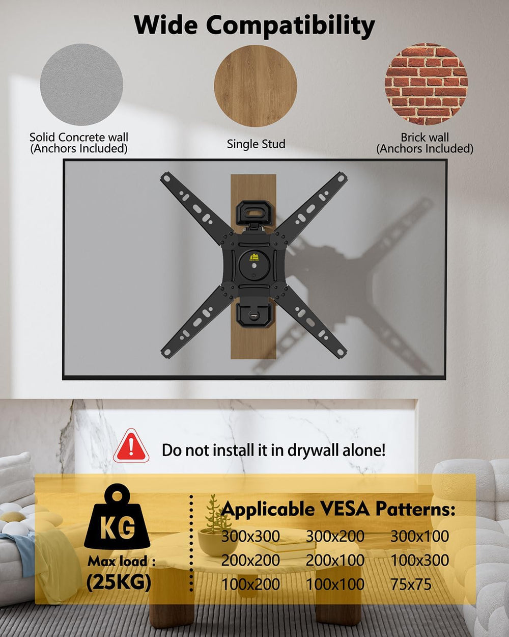 FORGING MOUNT Rotating TV Wall Mount for 13-49 Inch TVs Monitor,Vertical and ...