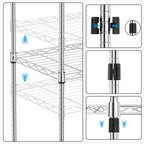 1000 lbs 4Tier Shelf Metal Storage Shelves Wire Rack Closet Organizers with Wheel for Garage Kitchen Bathroom Laundry Chrome 13.7" D x 23.6" W x 53.4" H