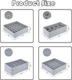 8 Pack Foldable Drawer Organizer - Light Gray Fabric Bins for Clothes, Underwear, Socks & More