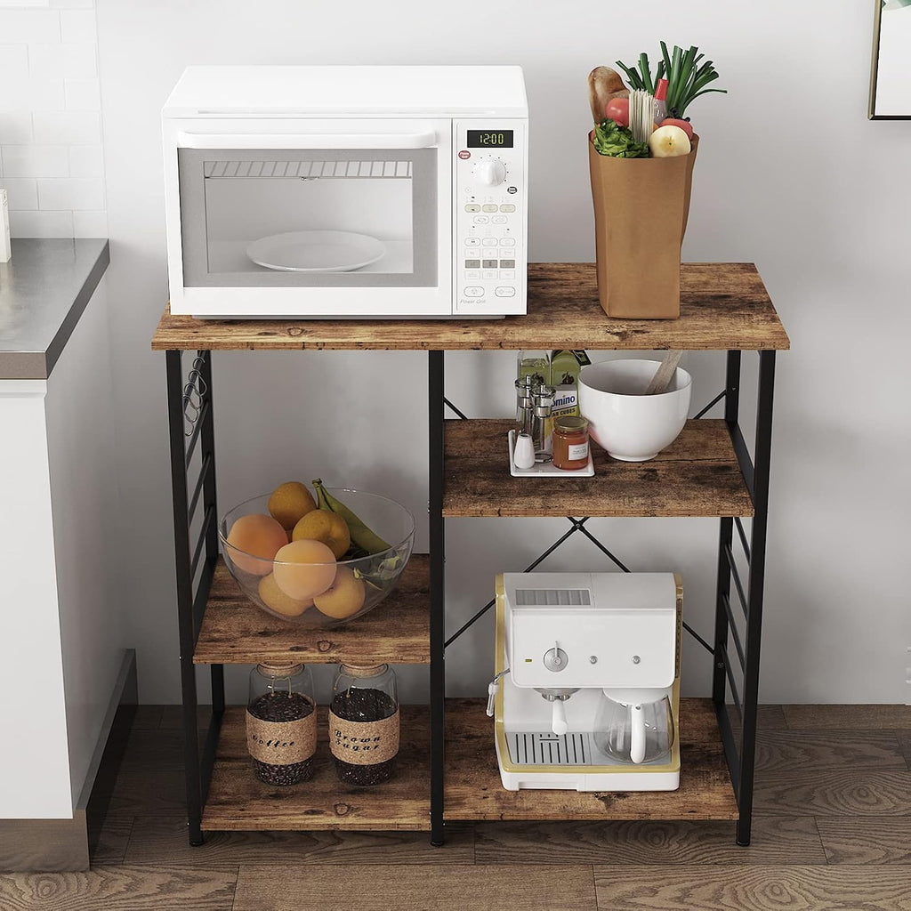 soges Kitchen Standing Baker's Rack, Utility Microwave Oven Stand, Multi-Layers Kitchen Storage Cart Workstation Shelf, Coffee Cart, Rustic Brown