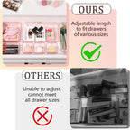 14 Pcs Adjustable Clear Drawer Organizer, Extendable Vanity Storage Bins, Desk Drawer Organizer Set for Makeup, Cosmetics, Bedroom, and Gadgets, Pink