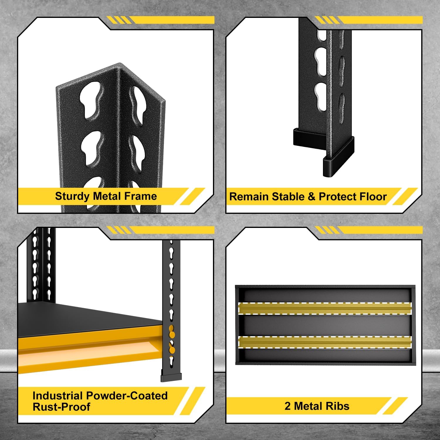 Metal Garage Shelving Heavy Duty, 1530LBS Loads Garage Storage Shelves, 48”W 3-Tier Adjustable Storage Racks and Shelving Units for Garage Basement and Kitchen, 48”W x 18”D x 39”H, Yellow