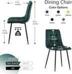 NORDICANA Forest Green Velvet Dinner Chairs Set of 2, Modern Armless Biscuit Tufted Dining Side Chairs with Metal Legs for Kitchen Living Room Vanity