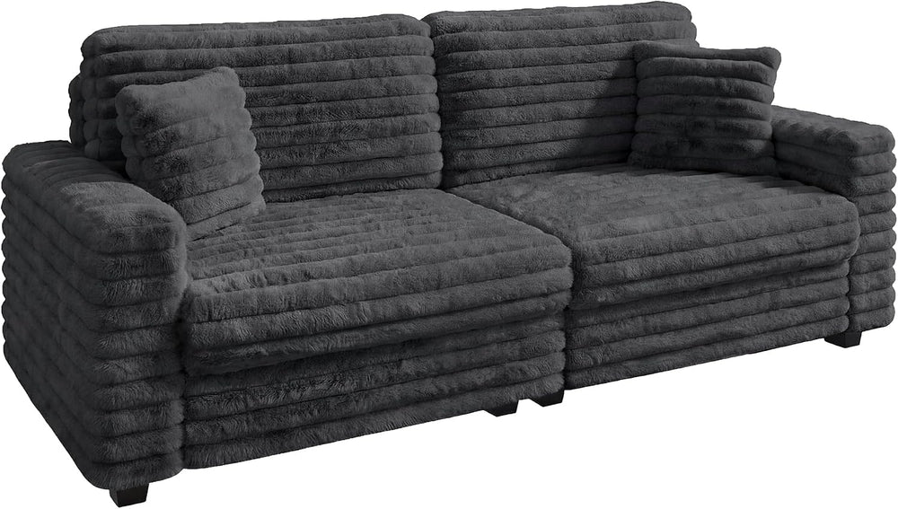 78.7" Corduroy Love Seat Sofa, Cloud Deep Seat Couch with Legs 2 Pillows...