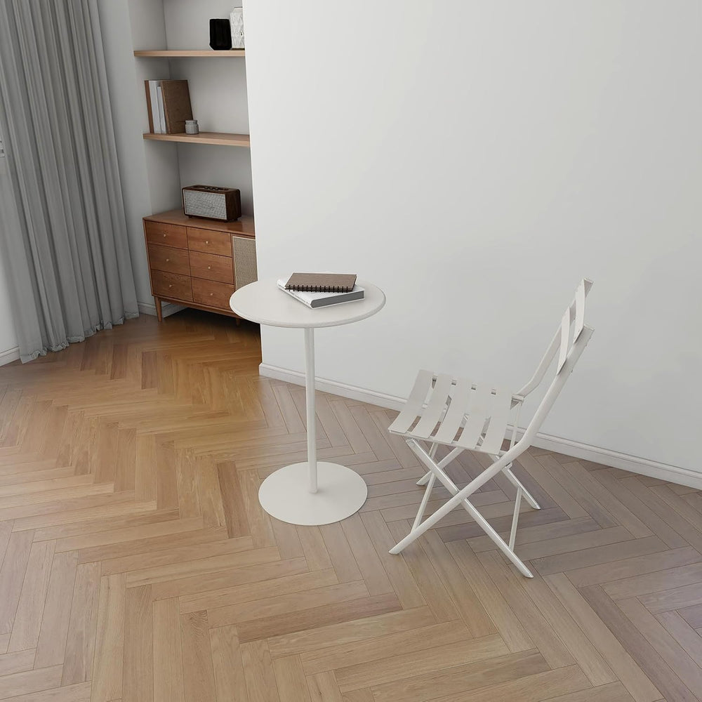 Multifunctional Round Metal End Table, Minimalist Solid Color Large Base Coff...