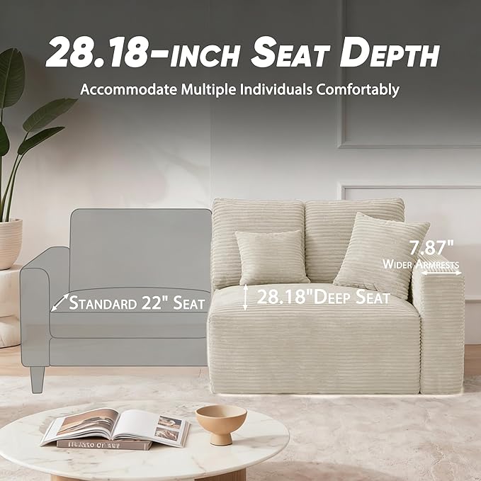 Homall Sectional Couches for Living Room, Modern Boneless Couch with Deep Seat, Upholstered Cloud Sofa, No Assembly Required (Beige, L Shaped Sofa)