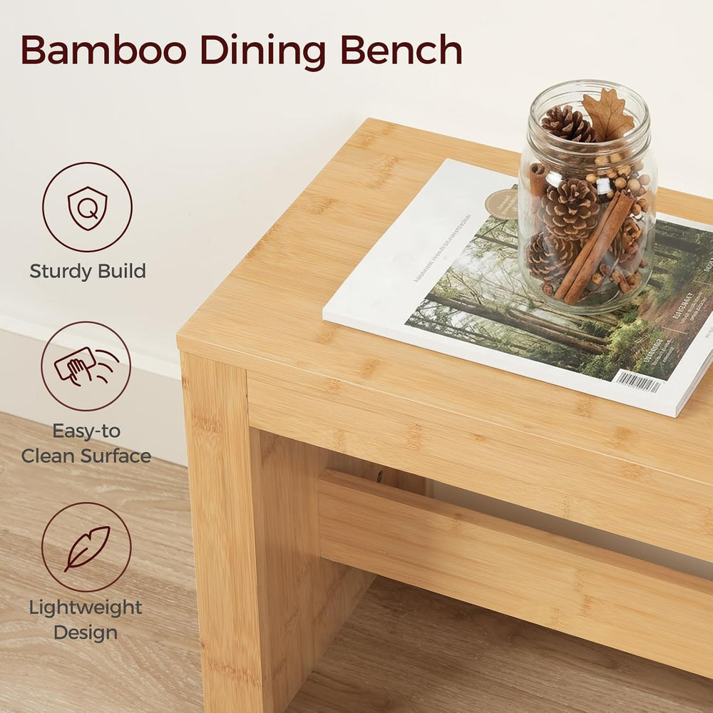 MAHANCRIS Entryway Shoe Rack Bench, 35.4 Inch Bamboo Dining Bench, Table Benc...