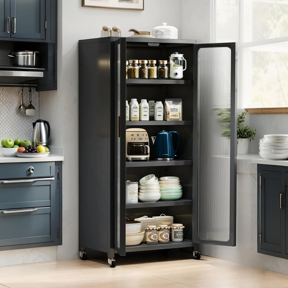 Spaco 65" Kitchen Pantry Storage Cabinet,5 Tiers Food Pantry Cabinet wit...