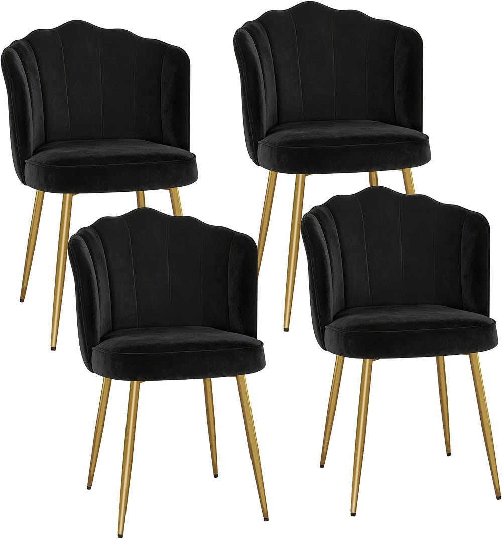 VECELO Velvet Dining Chairs Set of 4, Modern Upholstered Kitchen Chairs with ...