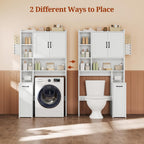 Over The Toilet Storage Cabinet with Pulley, Bathroom Cabinet, Space Saver W/Adjustable Shelf Rack for Bathroom, Restroom, Laundry (White-Type B)