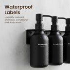MaisoNovo Shampoo and Conditioner Dispenser - Shower Soap Dispenser Wall Mounted - 16.9 fl oz Set of 3 Black Plastic Bottles Black Pump - Shampoo Dispenser, Shower Dispenser