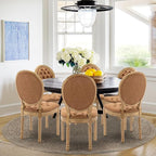PU Leather Upholstered Dining Chairs Set of 6 French Country Round Back Kitchen Side Chairs with Nailhead Trim and Wood Legs for Dining Room, Kitchen, Restaurant(Orange)