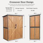 Outdoor Storage Shed with Floor - Waterproof Natural Fir Cabinet with Adjustable Shelves and Double Lock for Anti-Theft - Suitable for Storing Garden Tools, and Household Debris (Brown)
