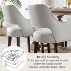 Farmhouse Dining Chairs Set of 2 PU Leather Upholstered Accent Side Chair Wood Kitchen Chairs for Living Room/Dining Room/Bedroom/Restaurant, Upgraded Size, White