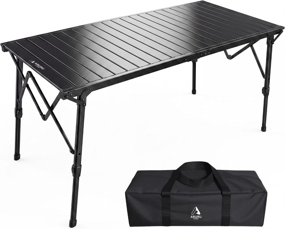 50" Camping Table,Roll Up Aluminum Picnic Table with Adjustable Hight Le...