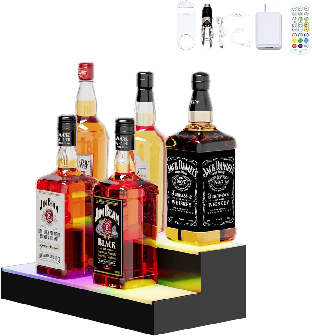Dethan 2 Tier 15 Inch Liquor Bottle Display Shelf - Wine Racks with Multi-Col...