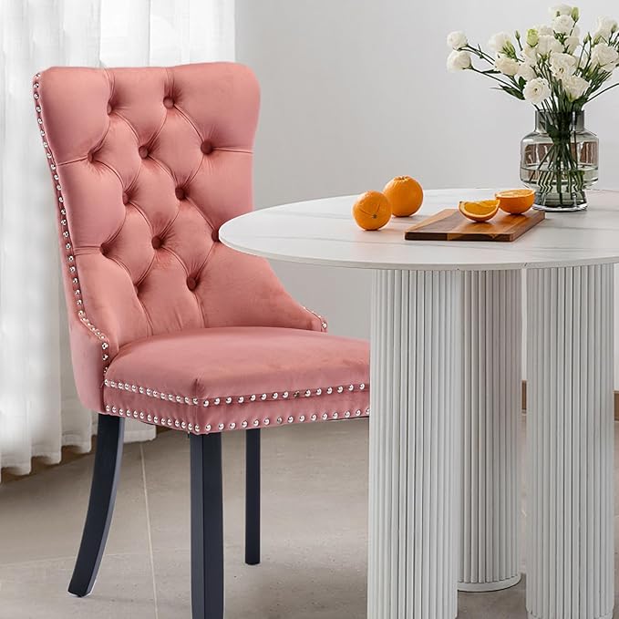 Velvet Upholstered Dining Chairs Set of 8, Modern Style Kitchen Side Chairs w...