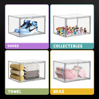 Hat Organizer Box, 2 Pack Hat Storage for Baseball Caps, Stackable Cap Hat Container Holder Rack with Magnetic Lids, Dustproof and Waterproof Acrylic Dispaly Case