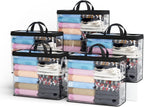 5PACK Clear Zippered Storage Bags for Clothes, 22L Closet Organizers Bag, and Blanket Storage Bags for Bedding, Linen, Blankets, Comforters, Clothing & Toys (Black)