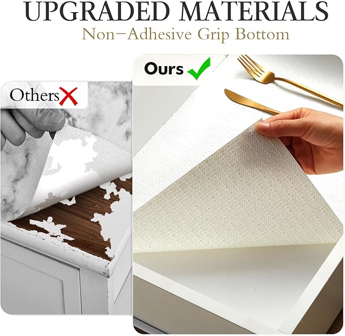 Beautysaid Shelf and Drawer Liner for Kitchen Cabinet, Non Adhesive Non Slip Shelf Paper Waterproof Washable Thickened for Dresser Pantry Shelve Bathroom Protector Liner(White,12 in x 20FT)