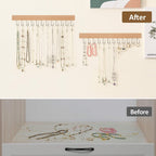 ZEDODIER 2 Pack Necklace Organizer Wall Mount, Wooden Jewelry Hanger Necklace Holder with 24 Hooks,Hanging Jewelry Organizer, Natural