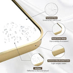 Gold Bathroom Mirror, 24x32 Inch Brushed Gold Mirror, Aluminum Alloy Framed Rectangle Bathroom Mirror for Over Sink, Anti-Rust Wall Mirror (Horizontally or Vertically)