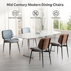 Dining Chair, Mid Century Modern Dining Room Chairs, Upholstered Faux Leather Kitchen Chairs with Walnut Bentwood Back and Metal Legs for Kitchen Dining Room Living Room, Blue
