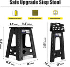 Delxo Folding Step Stool, Heavy Duty Foldable Stool for Adults,Premium Portable Collapsible Plastic Step Stool,Non Slip Folding Stools for Kitchen Bathroom Bedroom (16 inch+18 inch)