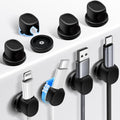 8 Pack Cord Organizer, Ω-Shaped Rotatable Cable Clips, Strong Adhesive Cable Management with Nails, Cord Holder for Nightstand, Desk, and Wall (Black)