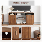 Mid Century Modern TV Stand for 65 Inch TVs, Entertainment Center with Storage Cabinets and Adjustable Shelves, Rustic Media TV Console Table for Living Room, Bedroom (Walnut)