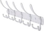 Dseap Wall Mounted Coat Rack - 5 Tri Hooks, Heavy Duty, Stainless Steel, Metal Coat Hook Rail for Coat Hat Towel Purse Robes Mudroom Bathroom Entryway,White