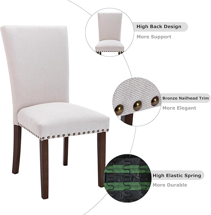 COLAMY Upholstered Parsons Dining Chairs Set of 4, Fabric Dining Room Kitchen...