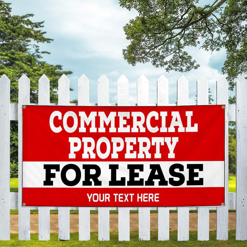 Custom Vinyl Banner Commercial Property For Lease 4 Grommets 24x48Inches
