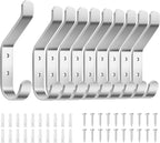 10-Pack Coat Hook for Hanging, 20LB (Max), Stainless Wall Hooks for Towel, Hat, Backpack, Key, Clothes, Wall Mounted Coat Hanger for Closet, Metal, Silver 3.75“