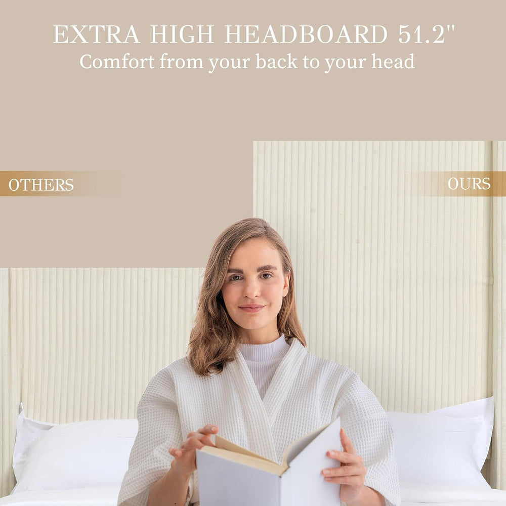 Yechen Queen Bed Frame with Lift Up Storage, 51.2" Tall Headboard and Up...