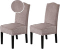 H.VERSAILTEX Velvet Dining Chair Covers Stretch Chair Covers for Dining Room Set of 2 Parson Chair Slipcovers Chair Protectors Covers Dining, Soft Thick Solid Velvet Fabric Washable, Taupe Striped