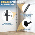 Coat Rack Freestanding with 12 Hooks - Multi-Purpose Organizer for Entryway, Bathroom, Corner & Plant Storage, No Drilling, Height Adjustable, Stainless Steel